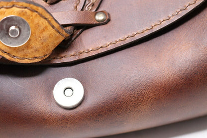 The Compass Bag- Dark Brown & Crazy Lace Agate -Handmade Leather Satchel