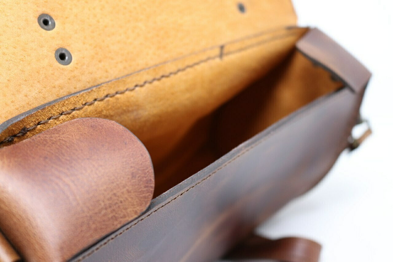 The Compass Bag- Dark Brown & Crazy Lace Agate -Handmade Leather Satchel
