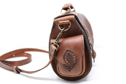 The Compass Bag- Veg Tan & Malachite -Handmade Leather Satchel