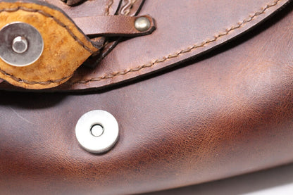 The Compass Bag- Veg Tan & Malachite -Handmade Leather Satchel