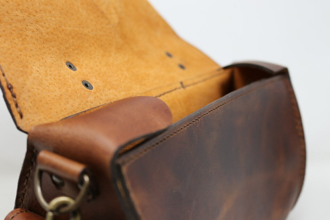 The Compass Bag- Veg Tan & Malachite -Handmade Leather Satchel