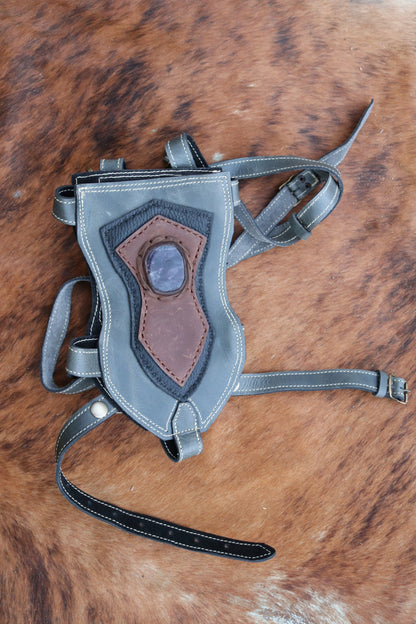 Water Bottle Holster | Gray Leather | Amethyst