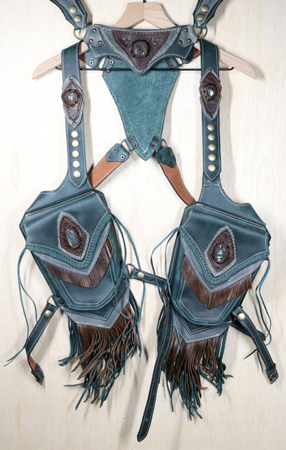 Women's El Viajero Holster | Blue Leather | Labradorite | With Fringe