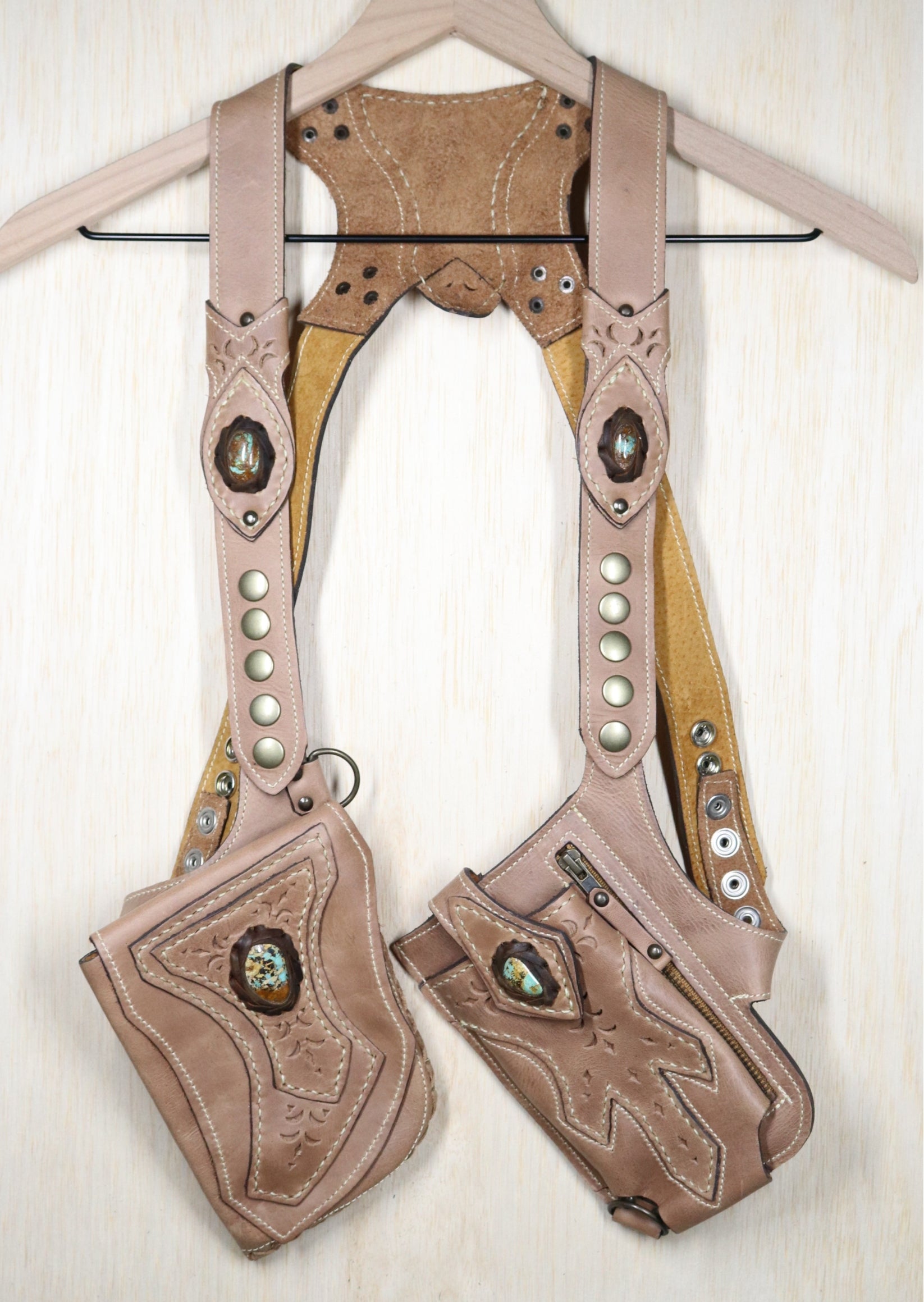 Men's Occidental Holster | Beige Leather | Turquoise