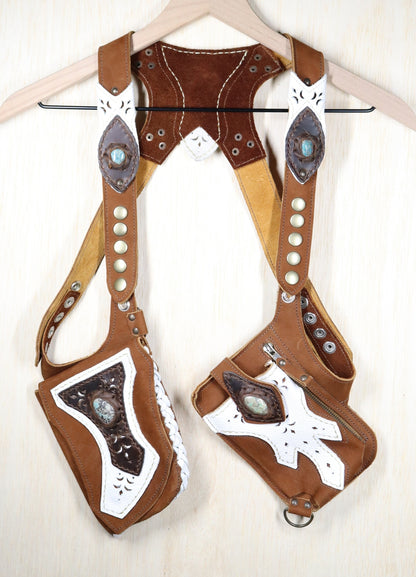 Men's Occidental Holster | Brown Suede Leather | Turquoise