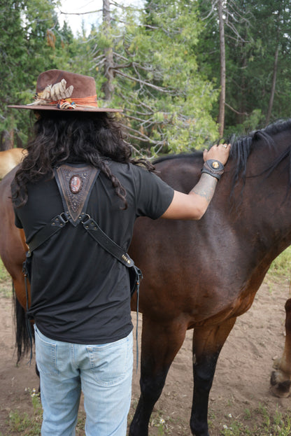Men's El Viajero Holster | Red Leather | Labradorite | With Fringe