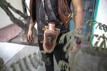 Water Bottle Holster | Brown Leather | Labradorite