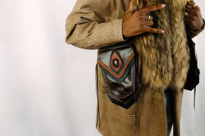 Men's El Viajero Holster | Blue Leather | Labradorite | With Fringe