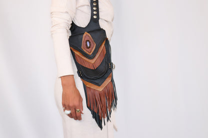 Women's El Viajero Holster | Yellow Leather | Labradorite | With Fringe