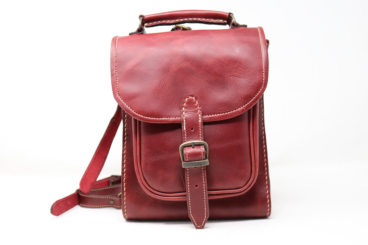Leather Backpack - Red