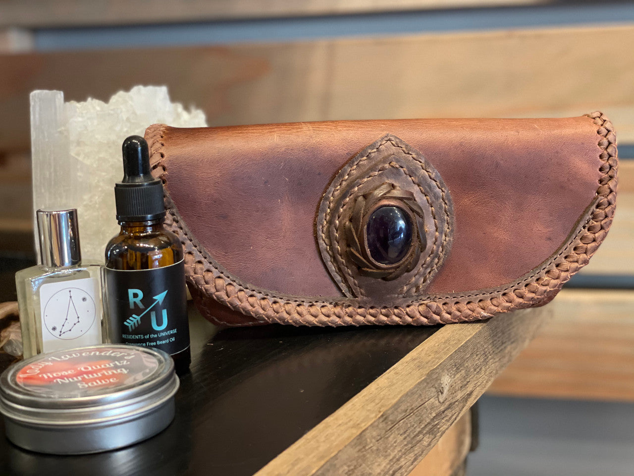 Leather Travel Bag - Cosmetic Bag