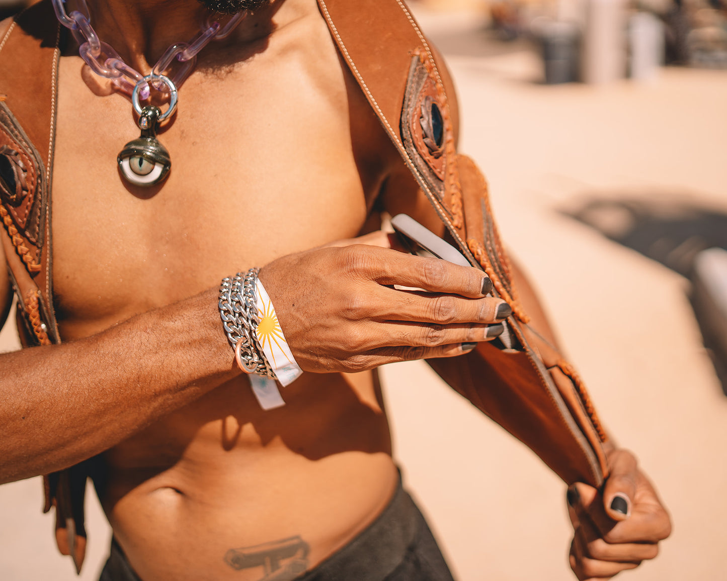 Men's El Norteno Holster | Beige Leather | Amethyst