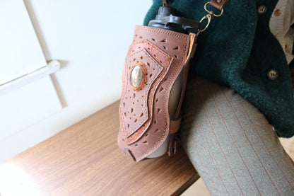 Water Bottle Holster | Brown Leather | Labradorite